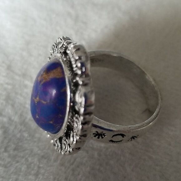 Purple vintage style silver tone band size 9 - Picture 7 of 11